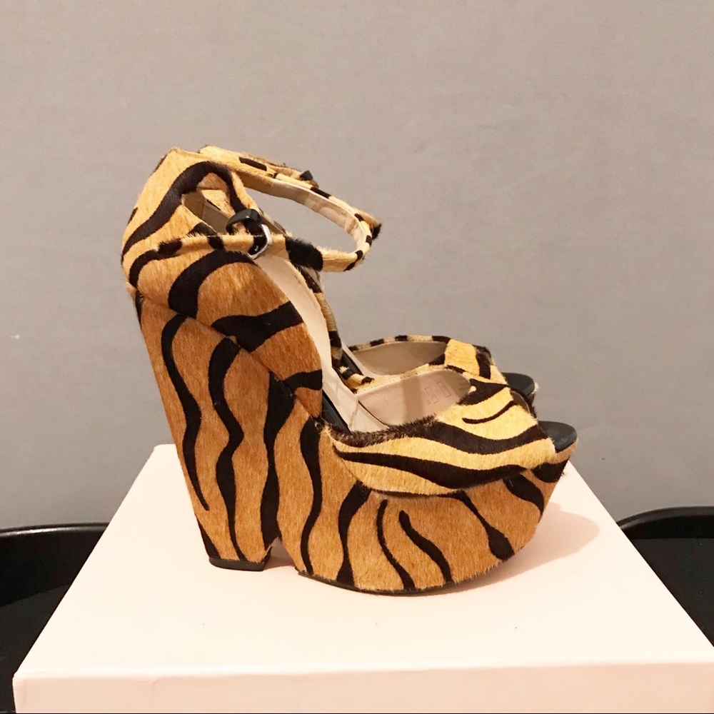 Zara Zebra Print Platform Wedges.